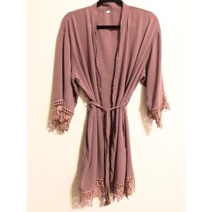 Quartz Pink Lace Robe